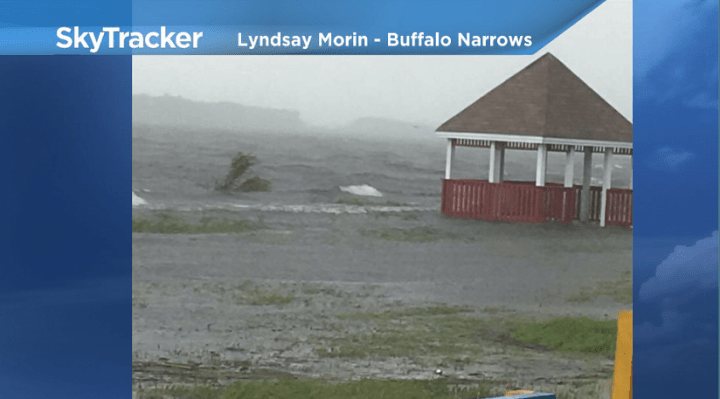 Flooding in Buffalo Narrows after over 112 millimetres of rain falls.