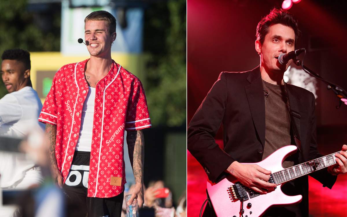 (L-R) Justin Bieber and John Mayer.