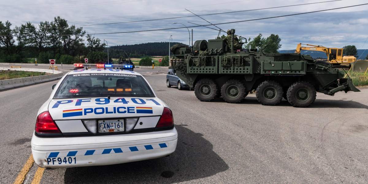 Canadian Forces troops have joined RCMP officers to maintain the evacuation order.
