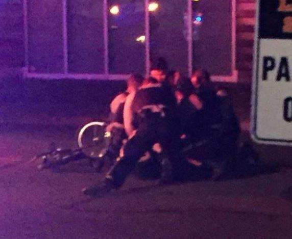 Screenshot of a video given to CKNW allegedly shows Culvner being pinned down by multiple officers.