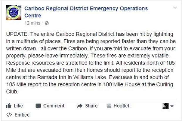 Wildfire burning west of 100 Mile House, B.C. grows to 3,200 hectares - image