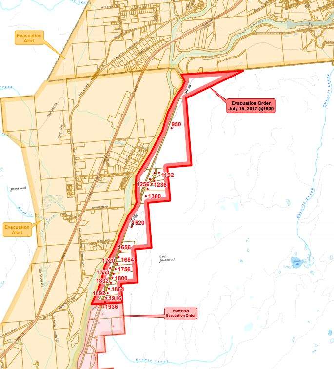 A rapidly moving wildfire currently located in Electoral Area ‘A’ is threatening properties inthe Clearwater area.