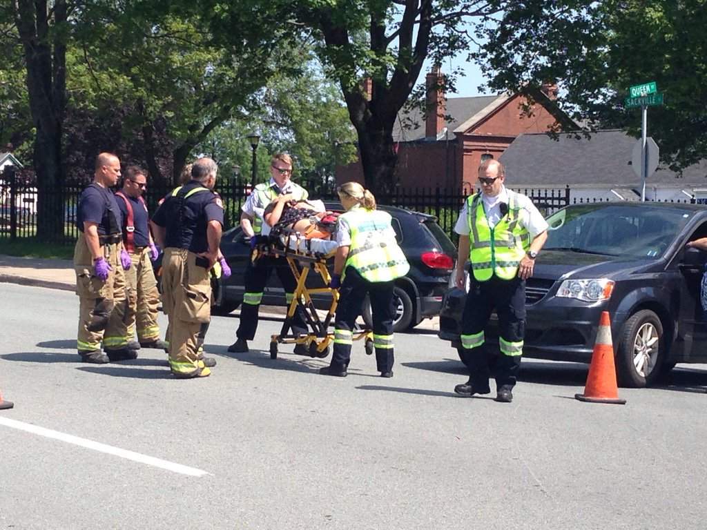 Halifax Police have issued two tickets in relation to a collision between a van and a cyclist at the intersection of Queen and Sackville.