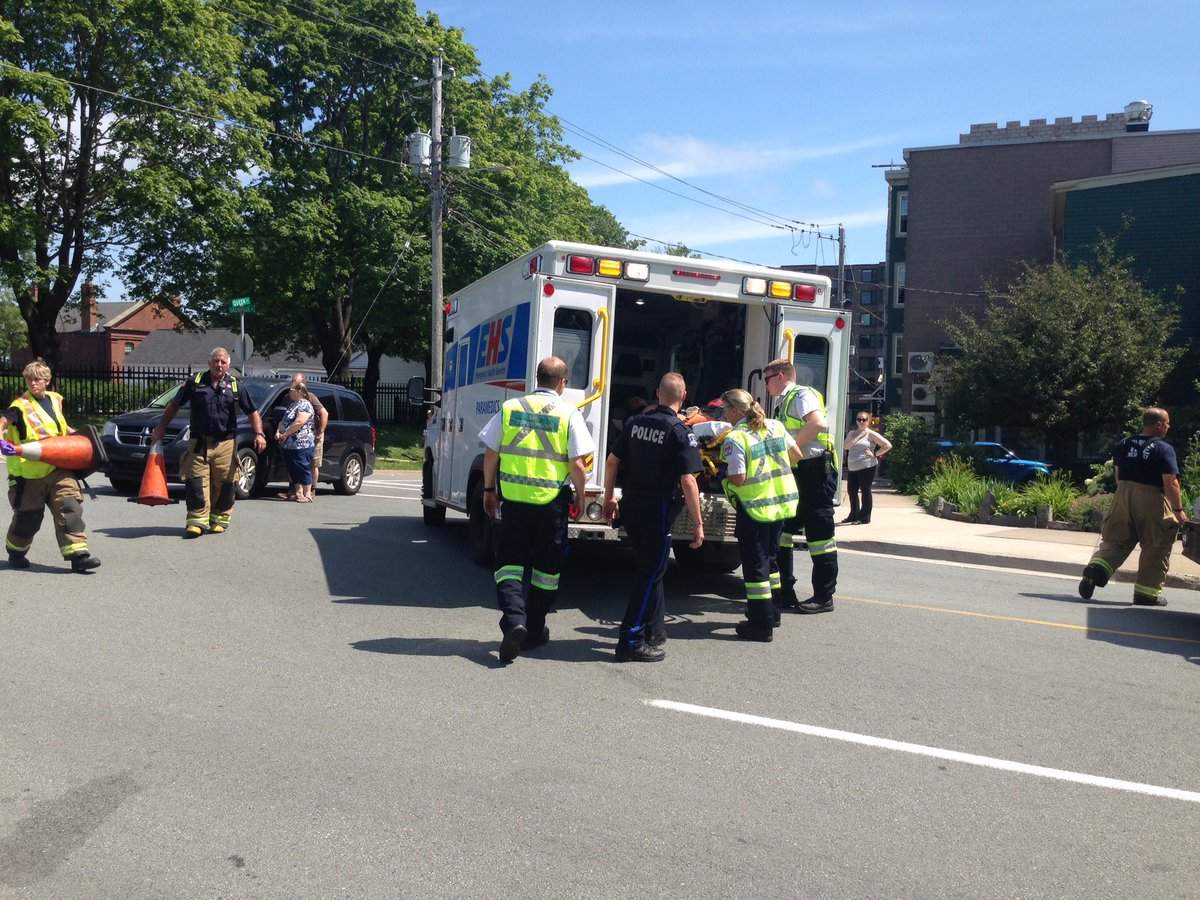 The cyclist was taken to hospital by ambulance.