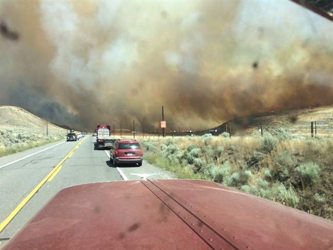 The wildfire burning near Ashcroft on Friday, July 7. The Canadian Press.