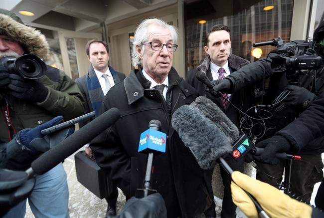 Andrea Giesbrecht's lawyer, Greg Brodsky, spoke with reporters following her conviction in February. She is now asking for bail as she appeals her case.