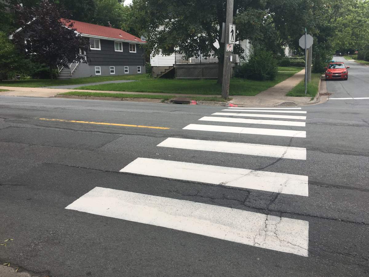 The crosswalk at the corner of Victoria Road and Vanessa Drive in Dartmouth, pictured on July 11, 2017.