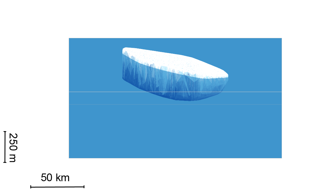 ESA’s CryoSat reveals dimensions of an iceberg set to break off the Antarctic ice shelf.