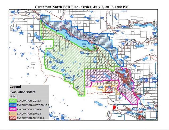 100 Mile House evacuation map