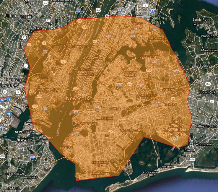 This map shows what New York might look like if it were covered by over 78,000 hectares of wildfire.