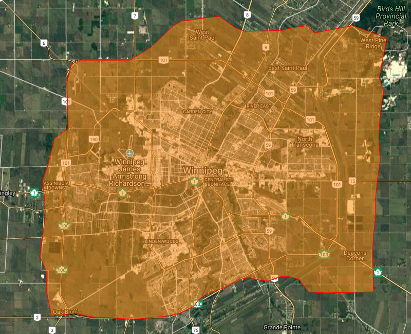 What Winnipeg might look like if it were covered in 78,000 hectares of wildfire.