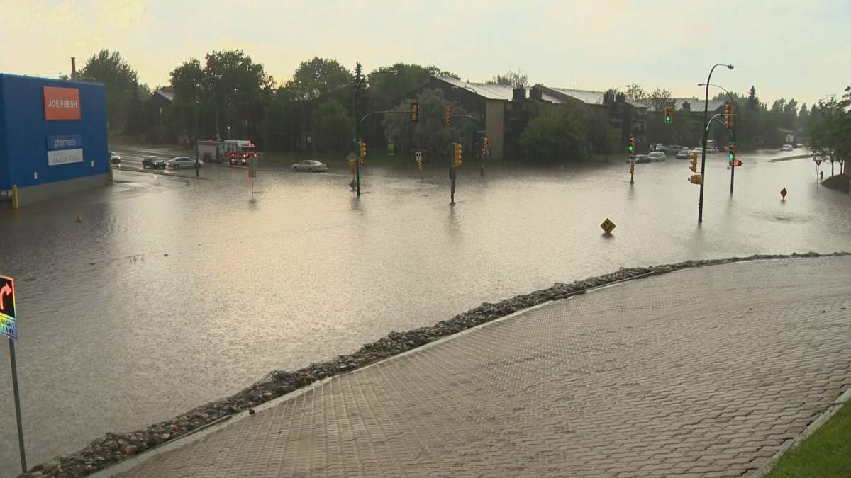 Flooding in Saskatoon's Confederation Park after a storm on Monday, July 10, 2017.
