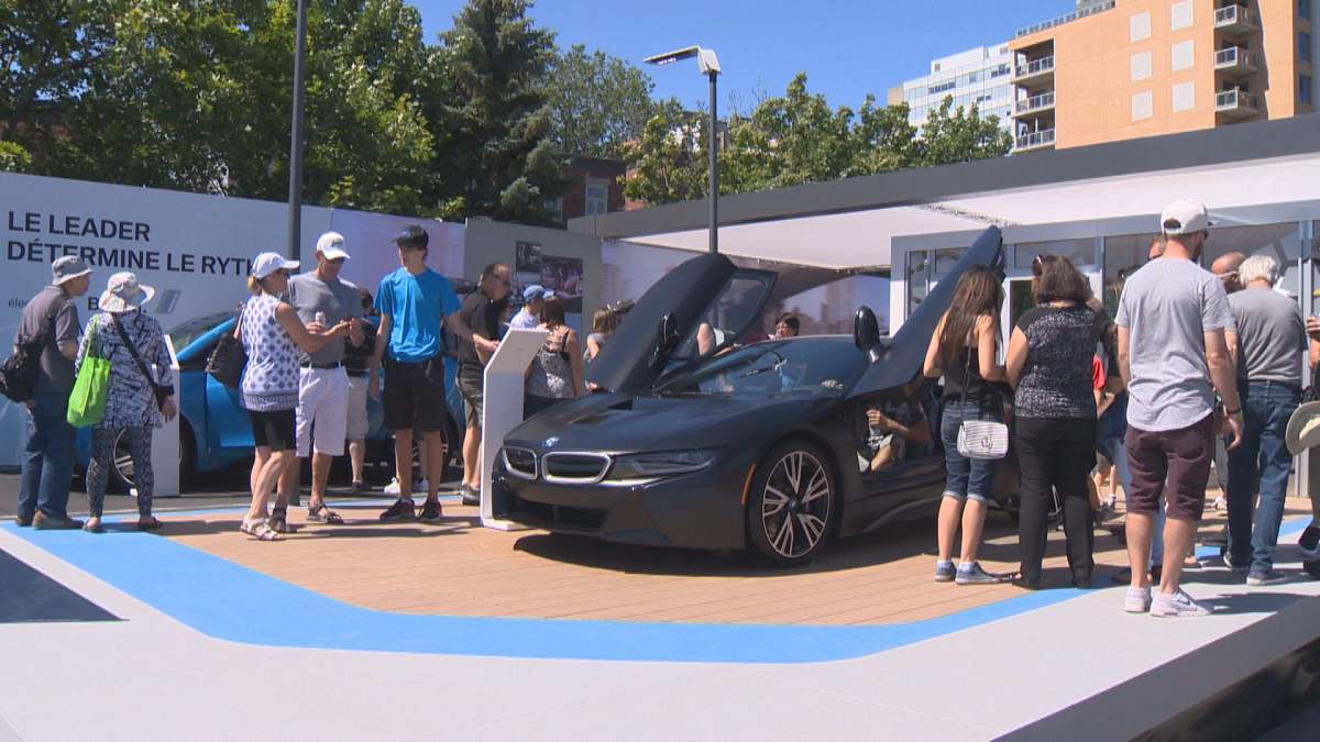 Electric car exhibit at Montreal’s Formula E on Saturday July 29, 2017.