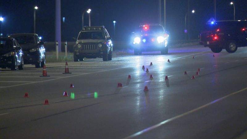 Calgary police respond to a crash on westbound Glenmore Trail on Saturday, July 22, 2017. 