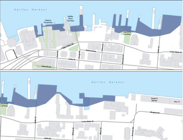 Locations where public Wi-Fi is available on the Halifax waterfront.