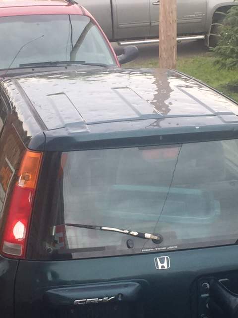 Hail damaged vehicles in Pouce Coupe, B.C.