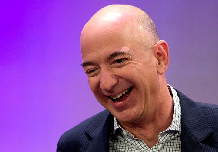 Amazon CEO Jeff Bezos speaks at conference in New York, on December 2, 2014. 
