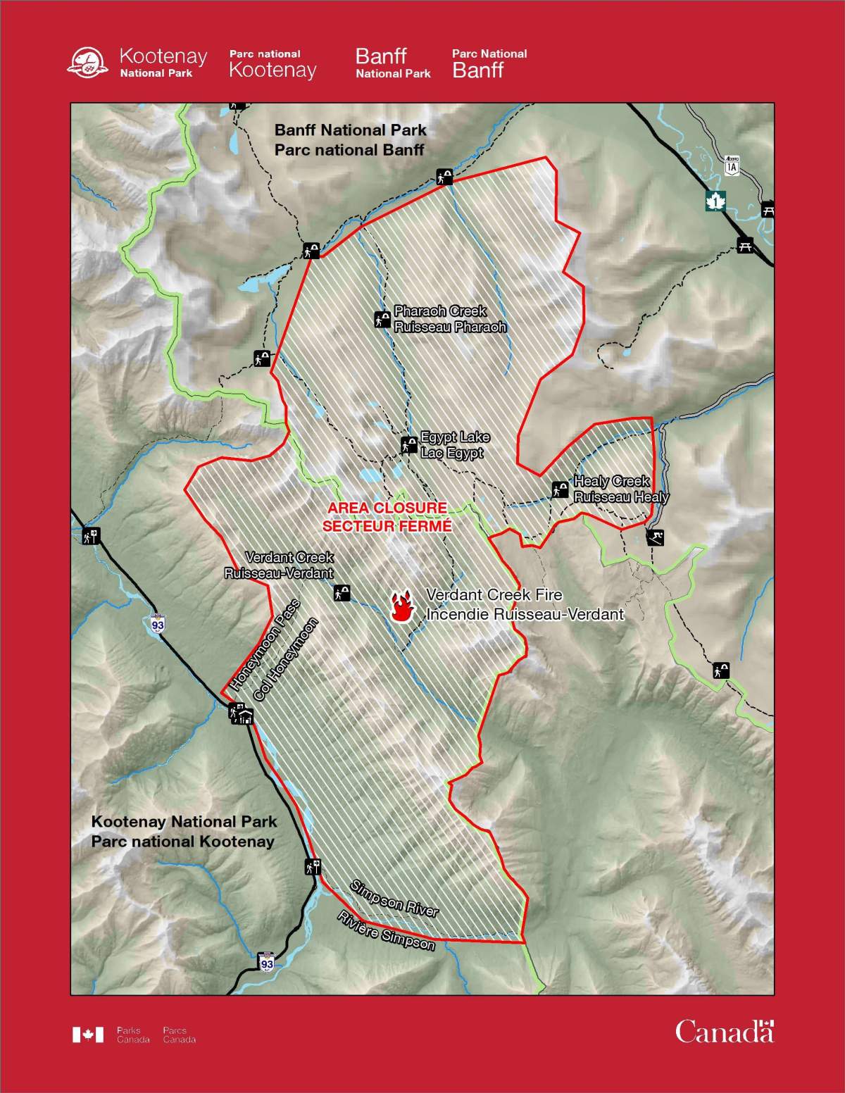 Areas of Kootenay and Banff national parks closed due to wildfire - image