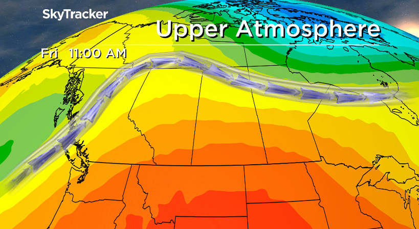 Upper ridge builds back in the heat and sunshine for the end of the week.