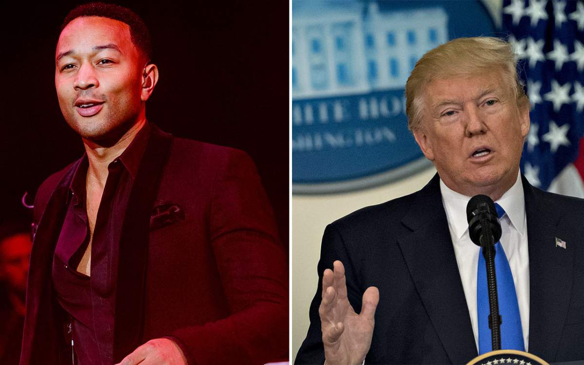 (L-R) John Legend and U.S. President Donald Trump.