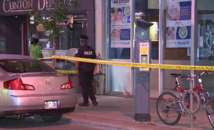 Police investigate a stabbing incident in Toronto's Little Italy neighbourhood on July 19, 2017.