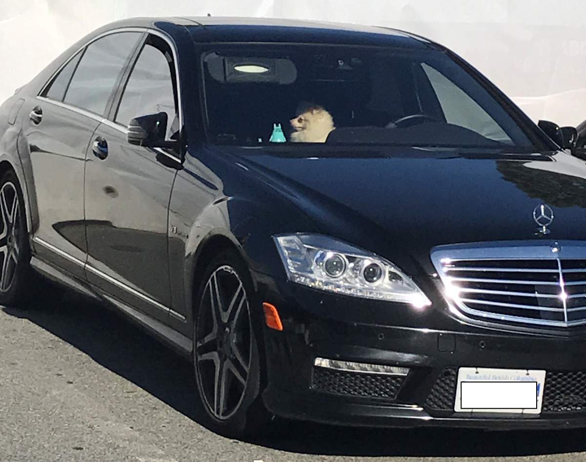 A Mercedes in the parking lot at Safeway at Lougheed Mall in Burnaby, in which a dog was found on a hot day, on July 28, 2017.