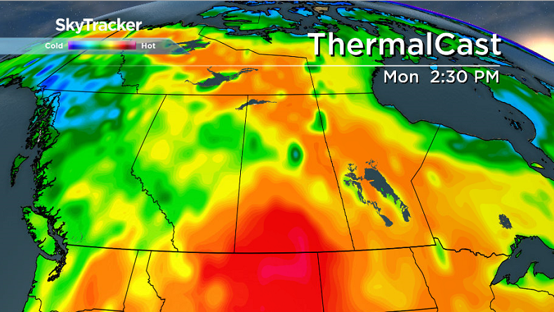 Saskatoon should hit the peak of the heat on Monday as temperatures climb a few degrees into the low 30s.
