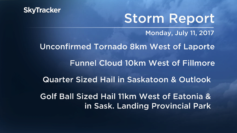 Storm reports provided to Environment Canada.