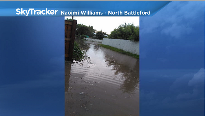 Flooding in North Battleford after a severe storm stalled over the area on Friday, July 21, 2017.