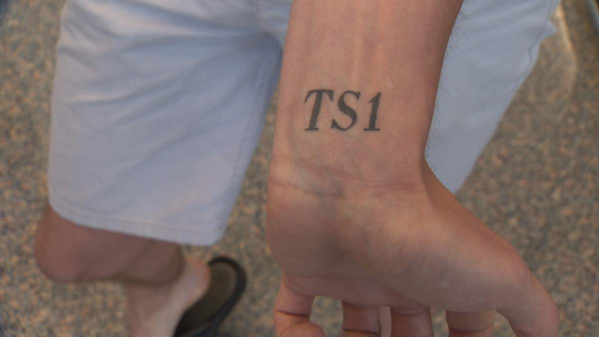 Ryan Wilson has TS1 tattooed on his wrist in memory of his best friend, Taylor Samson.