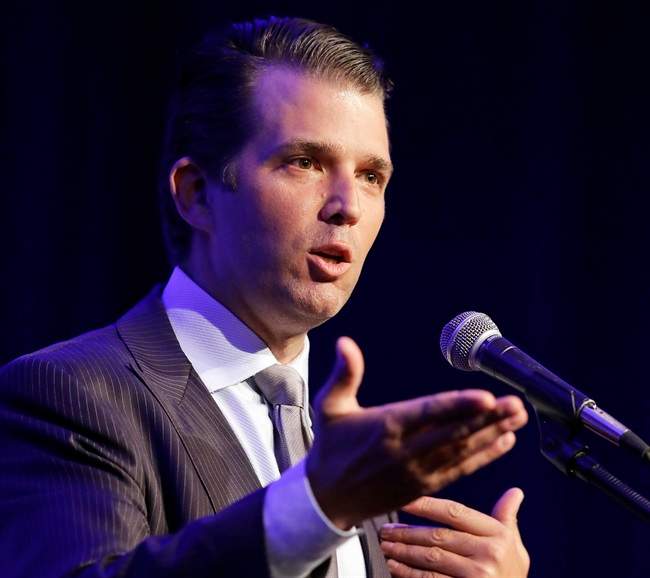 In this May 8, 2017 file photo, Donald Trump Jr. speaks in Indianapolis.
