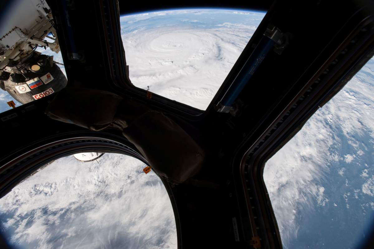 Hurricane Harvey is pictured off the coast of Texas, U.S. from the cupola aboard the International Space Station in this August 25, 2017 NASA handout photo.