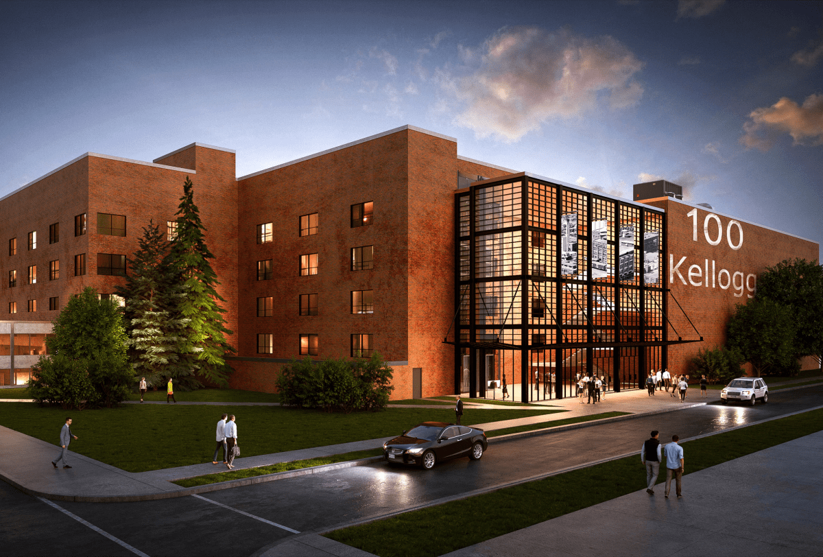 Artistic rendering of 100 Kellogg redevelopment.