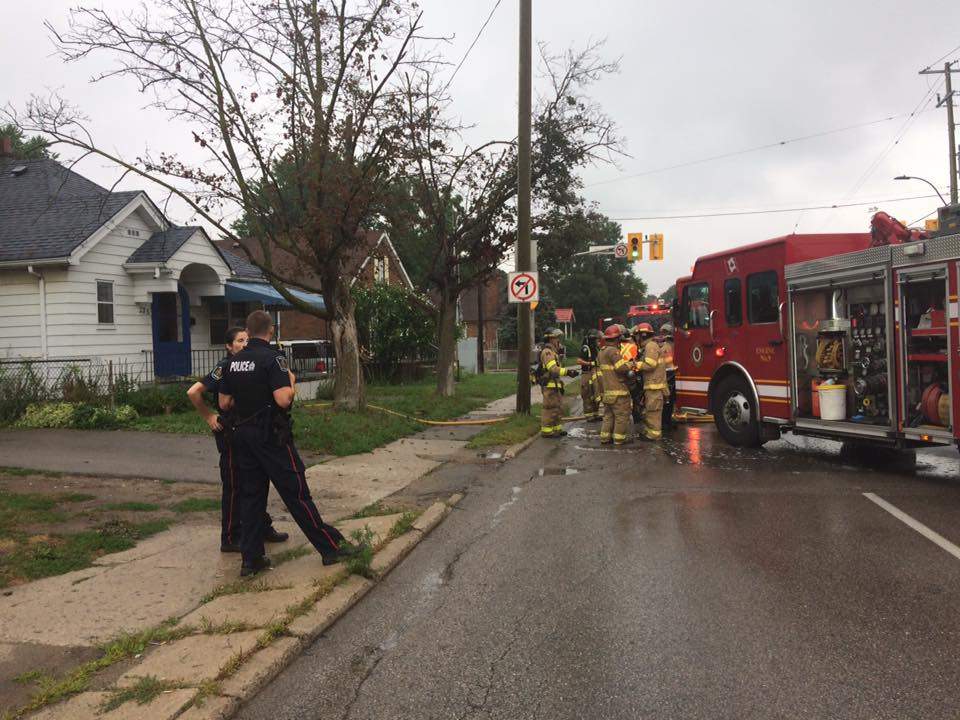 Fire crews contained a blaze at a home on Wellington Rd. on Aug. 17, 2017. 