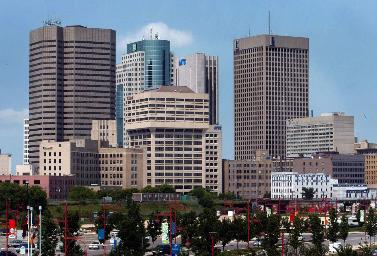 The Winnipeg skyline is seen on June 17, 2004.