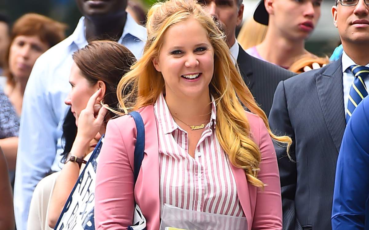 Actress Amy Schumer is seen filming 'I Feel Pretty' in Times Square on July 27, 2017 in New York City.