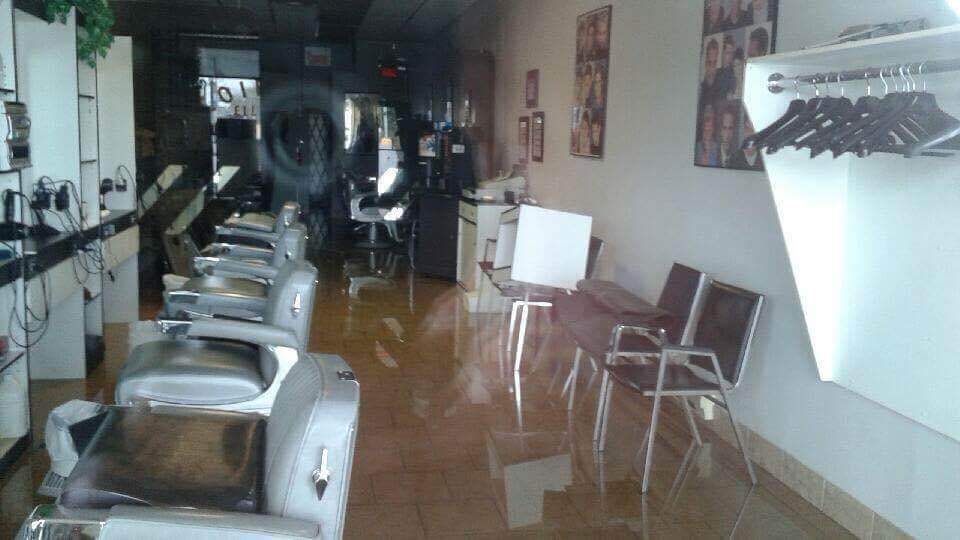 Inside T&M Coiffeurs during the flood in May 2017.