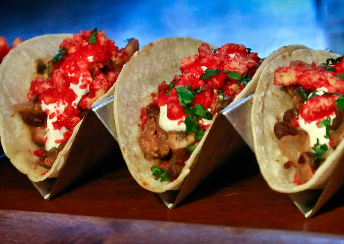 Tacos made with Cheetos is shown during a press preview for a three-day pop-up restaurant featuring an all-Cheetos menu, Tuesday Aug. 15, 2017, in New York.