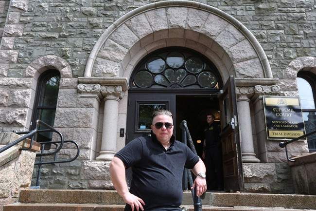 Gemma Hickey stands on the steps of the Supreme Court in St. John's on on June 23, 2017.