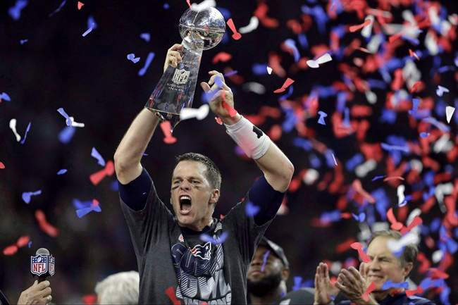 New England Patriots QB Tom Brady will attempt to raise the Vince Lombardi Trophy for a record sixth time at Super Bowl LII on Sunday, Feb. 4, 2018.