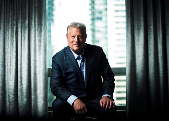 Al Gore poses for a photograph before talking about his new film "An Inconvenient Sequel: Truth to Power" in Toronto on Friday, July 21, 2017.