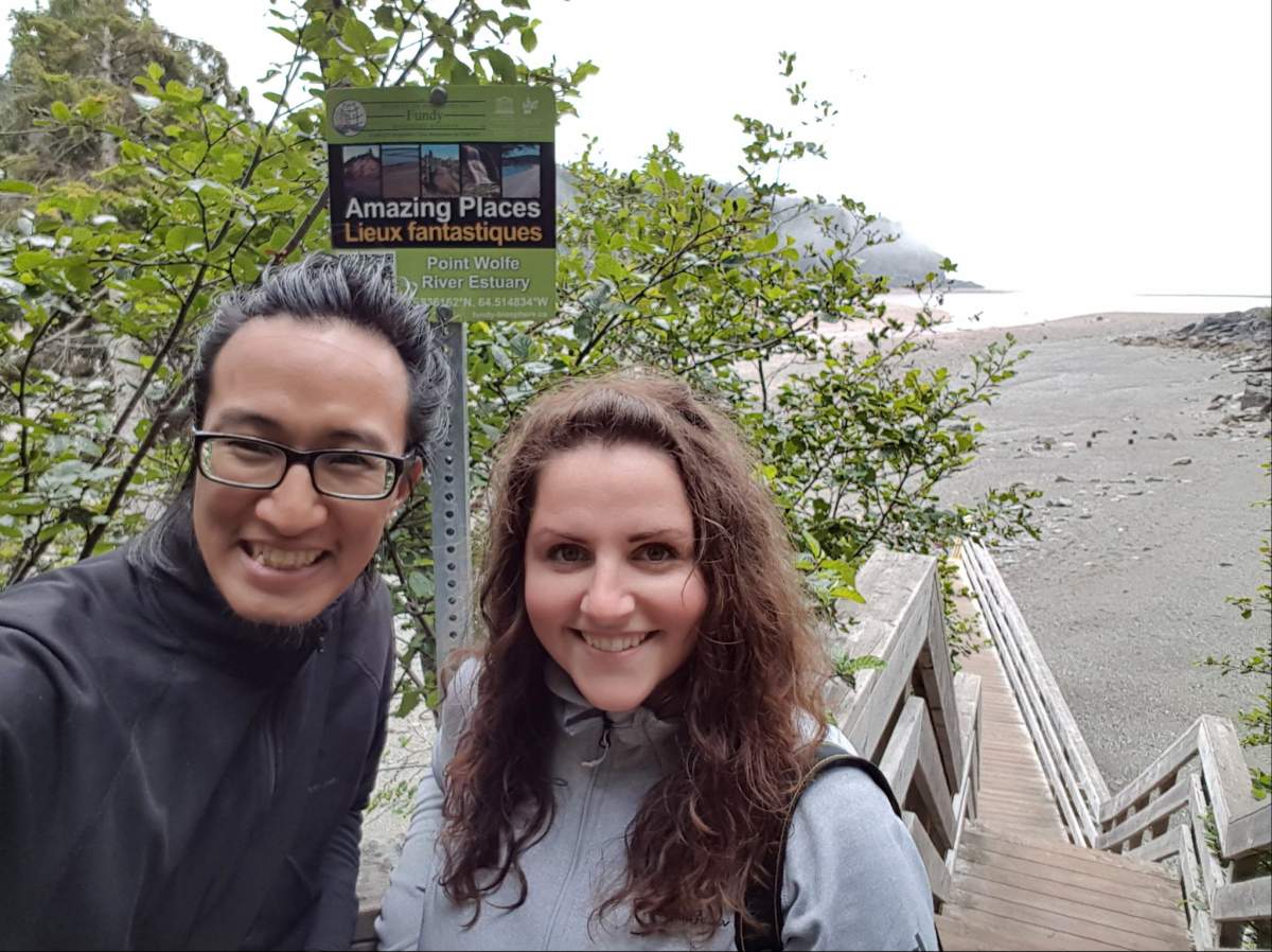 Jimmy Ung, left, is pictured with Discovering Point Wolfe Estuary UNESCO Fundy Biosphere Reserve executive director Jennifer Dingman.