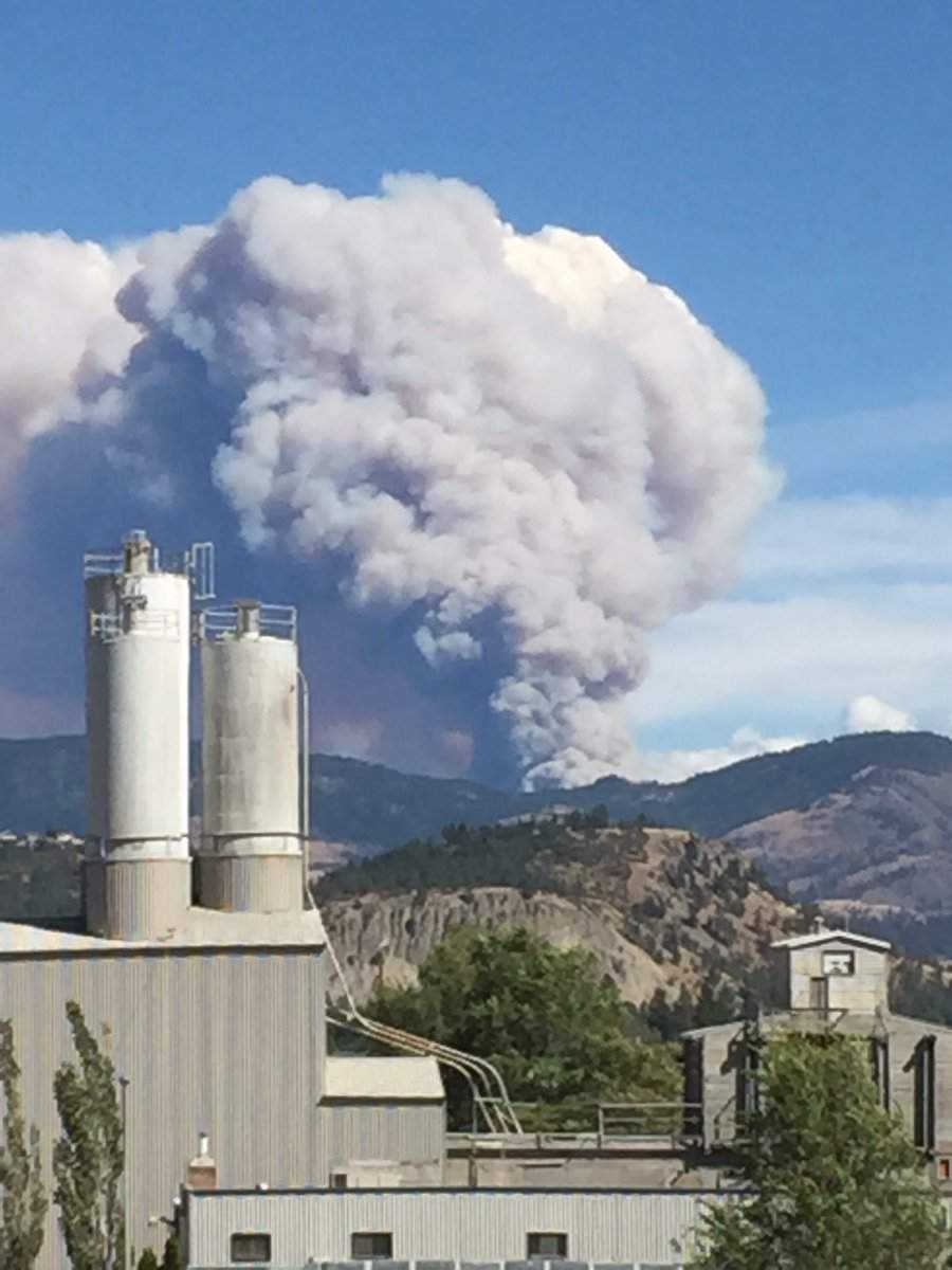 A photo of a wildfire near Kelowna that was taken from downtown Kelowna, on Aug. 24, 2017.