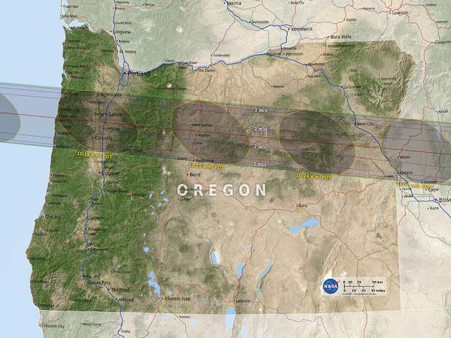 The eclipse totality will make landfall at the coast of Oregon at 10:15 a.m., Monday