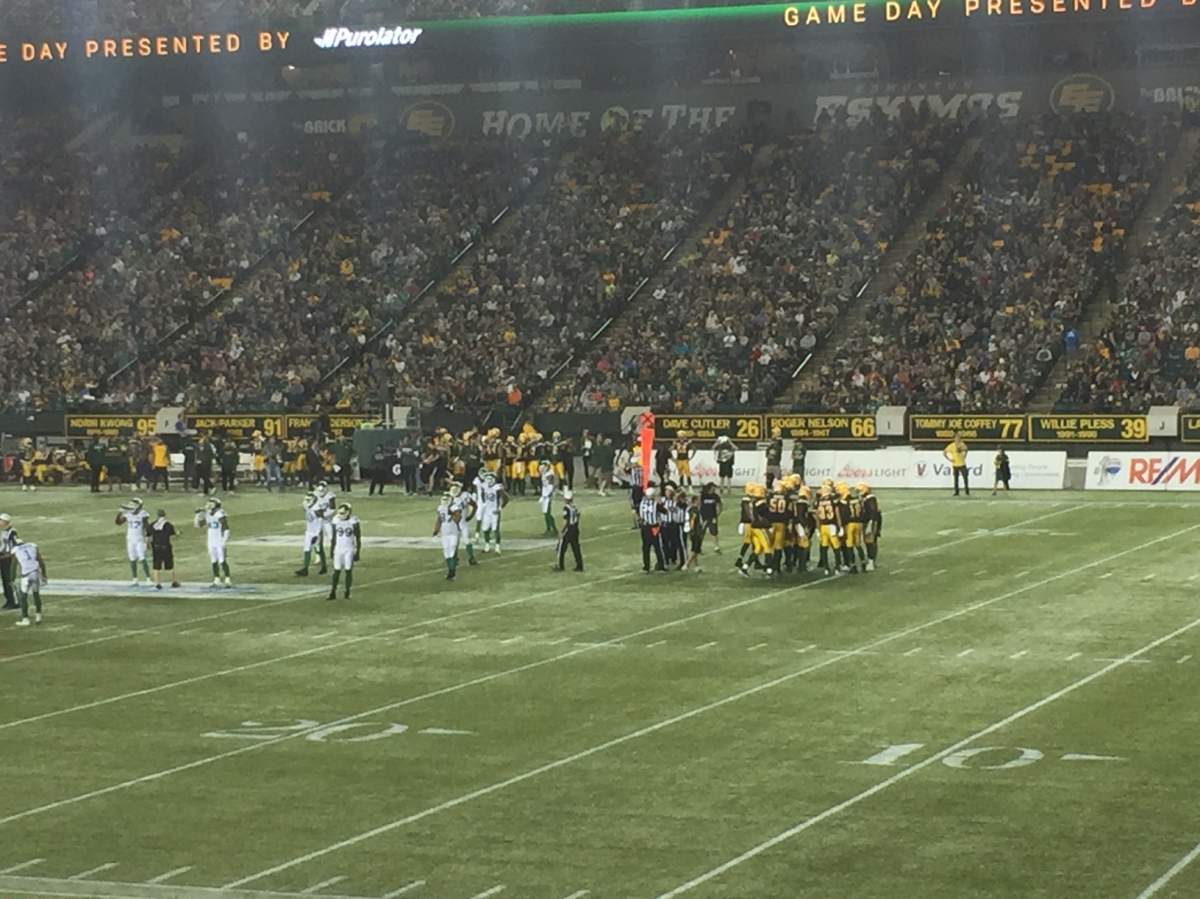 The Edmonton Eskimos and Saskatchewan Roughriders at Commonwealth Stadium on Friday, Aug. 25, 2017. 
