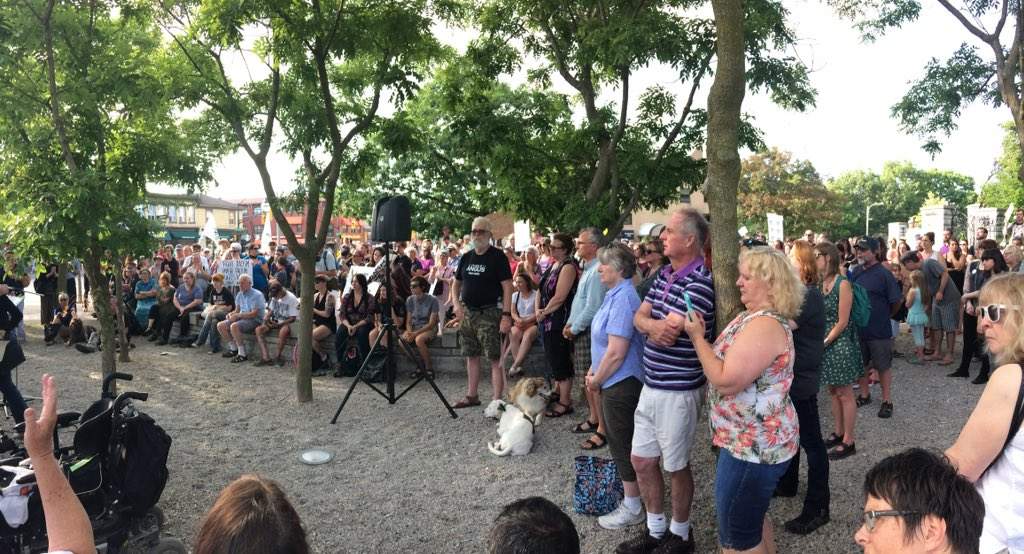 Around 250 people gathered at an anti-racism rally in Victoria Park, on Wednesday, August 17, 2017.