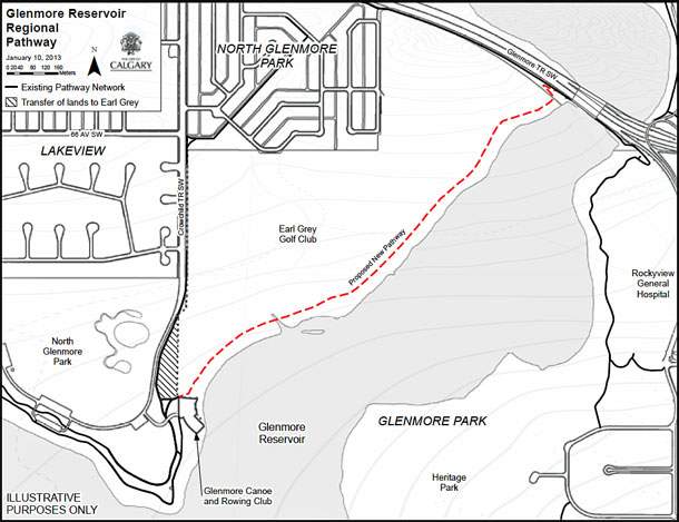 Plans for the Glenmore Reservoir regional pathway project.