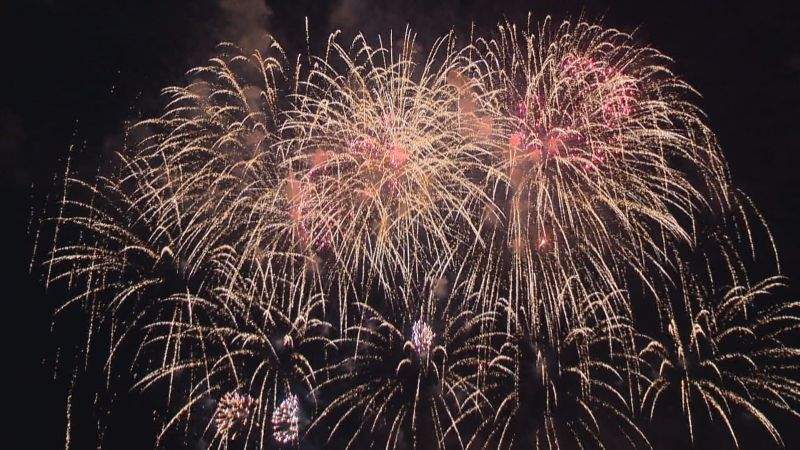 Fireworks at Calgary's GlobalFest celebratings in Elliston Park.