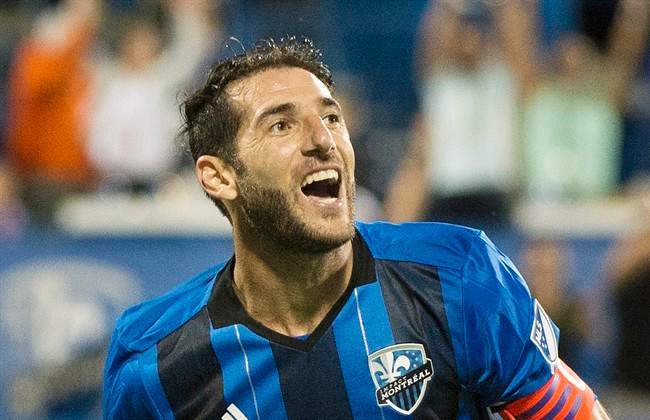 In this file photo, Montreal Impact's Ignacio Piatti reacts after scoring against Real Salt Lake in Montreal. The team announced Piatti has agreed to stay on after his current contract expires in June, 2018. Thursday, Sept. 28, 2017.