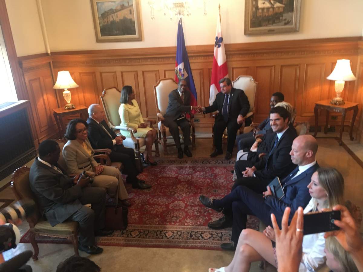 Two Haitian Ministers meeting with Montreal Mayor Denis Coderre. Tuesday August 08, 2017.